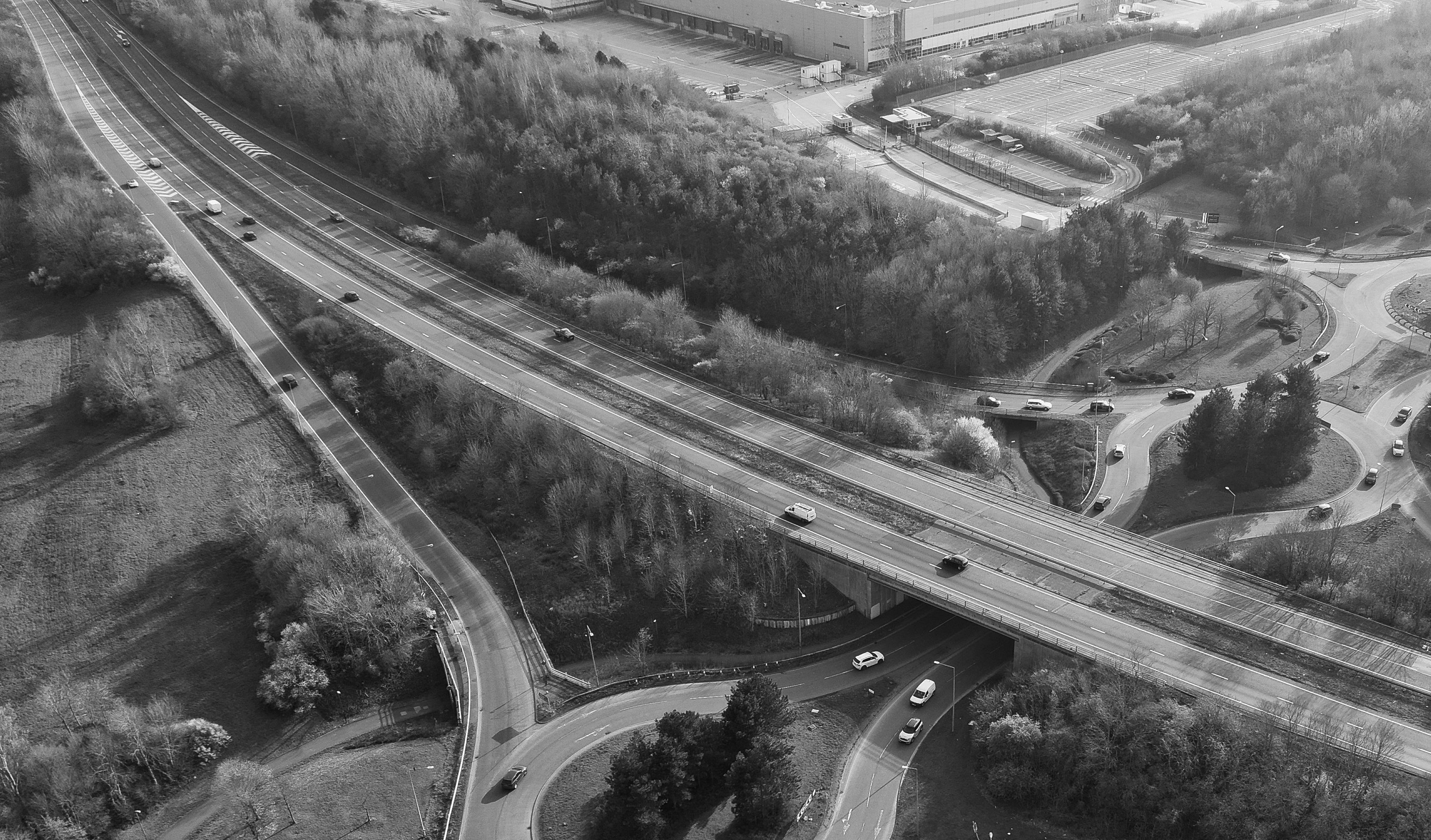 Aerial photo of a motorway junction